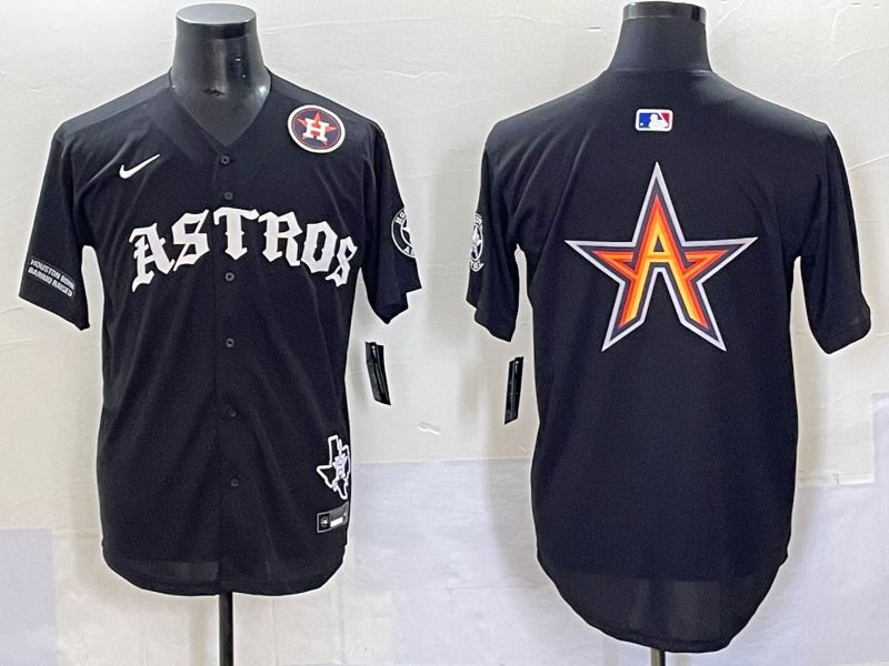Men 2025 Houston Astros Blank Black Seven generations Joint Name Nike MLB Jersey style 12